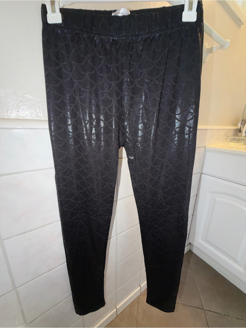 Online Legging Store Black Shimmer Mermaid Leggings - Size Medium